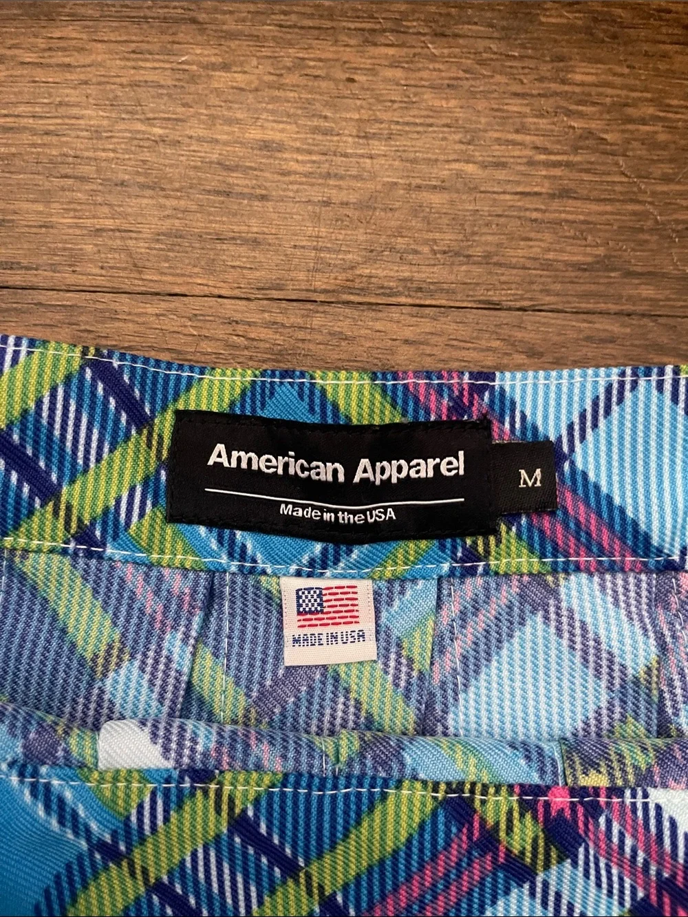 American Apparel Blue, Green & Pink Plaid Mini Skirt - Picture 2 of 3
